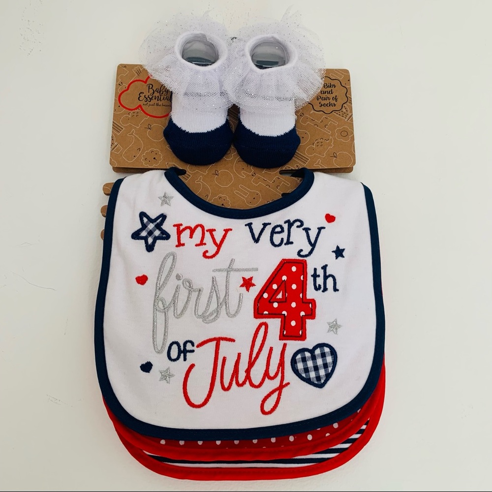 Patriotic Bibs/Socks Set My Very First 4th of July